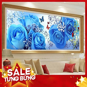 Mua Tranh thêu chữ thập hoa hồng màu tím KT 153x60cm