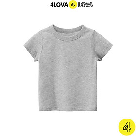 Áo thun trơn cộc tay cho bé trai bé gái 4LOVA kiểu dáng basic từ 28-44kg hàng chính hãng