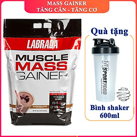 Thực phẩm hỗ trợ Tăng cân Tăng Cơ Muscle Mass Gainer 5.4 Kg của Labrada + Tặng kèm Bình lắc (Màu ngẫu nhiên) 600ml