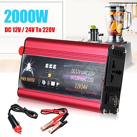 3000W Car Power DC12V to AC220V Car Modified Sine Wave Power Inverter USB Digital Display Portable Charger Converter