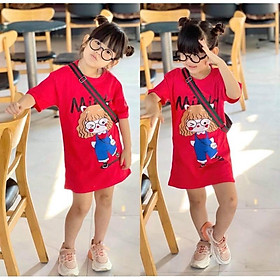Đầm suông thun cotton in hình size nhí cho bé 10 đến 23kg- Đầm váy trẻ em