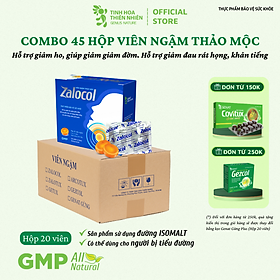 Combo 45 hộp viên ngậm ho thảo mộc Zalocol Hỗ trợ giảm đờm, giảm đau rát họng, khản tiếng do viêm họng, viêm phế quản (Hộp 20 viên) - Genat