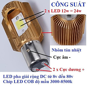 Đèn pha led trợ sáng điện áp từ 8 đến 80v công suất 15w hoặc 24w