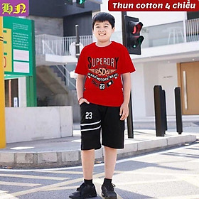 Bộ quần áo bé trai in chữ sành điệu từ 22-58kg. Chất thun cotton thấm hút mồ hôi-Hương Nhiên