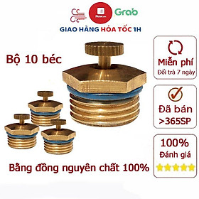Mua Bộ 10 béc phun mưa 360° bằng đồng nguyên chất ren 21mm chỉnh bán kinh phun xa gần tưới lan  tươí cây