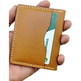 ví da nam mini -ví đựng thẻ atm, da bò cao cấp màu nâu bò