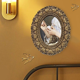 Nordic Style Photo Frame, Hanging Elegant Tabletop Display Resin Oval Decorative Picture Photo Frame for Dining Room, Decoration Studio Gift