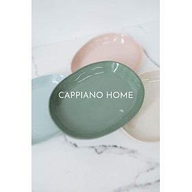 Đĩa sứ hình bầu size mini, đĩa sâu lòng nhám màu pastel, đĩa decor đựng pachan đồ ăn xinh xắn | Cappiano home