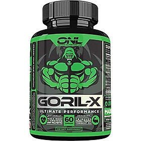 GORIL-X Men's Performance Pills - All Natural Enlargement Booster Increase Size, Strength, Energy, Testosterone & Endurance - 1000mg Enhancing Horny Goat Weed - 1 Month Supply