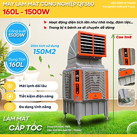 Quạt Điều Hòa Hơi Nước Công Nghiệp Maki QF360 Dung Tích 160 Lít Công suất 1500W 4 Bánh Xe Di Chuyển Diện Tích Làm Mát Đến 150M2 Dùng Cho Công Nghiệp Diện Tích Lớn Đám Tiệc Sự Kiện Ngoài Trời hàng nhập khẩu