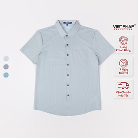 Áo Sơ Mi Nam Ngắn Tay VIỆT PHÁP Form Regular – Sơ Mi Lụa Lạnh, lịch lãm, sang trọng 11163