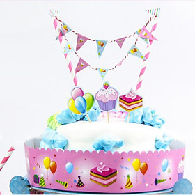 5 Pieces Lovely Balloon Cake Topper Cake Banner Cupcake Picks Cake Wrapper