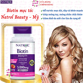 Biotin mọc tóc Natrol Beauty Mỹ hỗ trợ tóc mọc nhanh hơn, dày hơn, cho mái tóc khỏe mạnh, làn da rạng rỡ và móng tay chắc khỏe - QuaTangMe Extaste