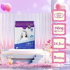 Băng Vệ Sinh Thảo Dược Glamiss Cool ban ngày 24cm Siêu mát lạnh đến không ngờ - Gói 8 miếng