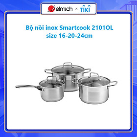 Mua Bộ nồi inox  Smartcook 2101OL size  16-20-24cm	Bộ nồi inox  Elmich 2101OL size  16-20-24cm