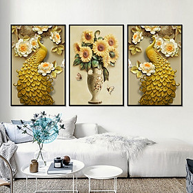 Mua Tranh Canvas treo tường nghệ thuật | Tranh bộ nghệ thuật 3 bức | HLB_097