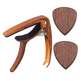 Đen Óc Chó Gỗ Đàn Guitar Phím 2 chiếc, Đàn Guitar Plectrums Cho Điện, Acoustic hoặc Guitar Bass & Guitar Capo