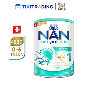 Sữa bột Nestlé NAN OPTIPRO PLUS 1 400G/lon với 5HMO Sản Xuất tại Thụy Sĩ (0 - 6 tháng)