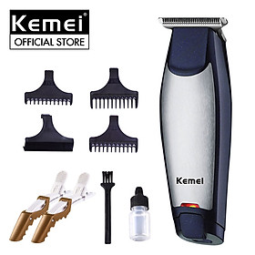 Tông đơ chấn viền cắt tóc, cạo trọc, cạo râu fade tóc, khắc tóc đi viền nét Kemei KM-5021 chuyên dụng cho salon, tiệm tóc, cá nhân đi kèm với máy có bộ cữ lược căn độ dài chuyên dụng Tặng kèm bộ 2 kẹp cá sấu chia tóc ( màu ngẫu nhiên )