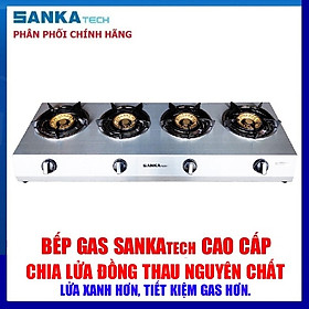 Bếp Gas 4 lò Điếu gang Sen đồng SANKA tech SKT5G - Bếp ga cao cấp Hàng chính hãng