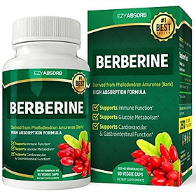 EzyAbsorb Gluten-Free Berberine with Milk Thistle 500mg, 90 Veggie Capsules for Blood Sugar Support/w LA-3 AMPK Metabolic Activator