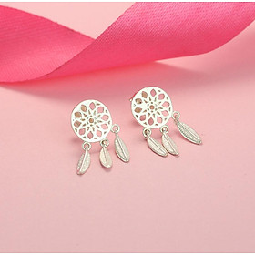 Bông tai bạc nữ - Khuyên tai bạc nữ đẹp hình Dream Catcher cao cấp BTN0090