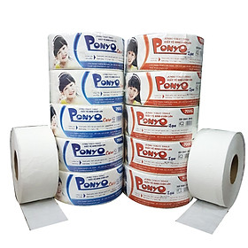 COMBO (10 CUỘN) GIẤY VỆ SINH CUỘN LỚN 700G PONYO - LỤA/CARO