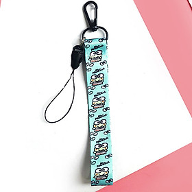 Móc khóa dây Strap dây vải hình chú ếch - xanh ngọc
