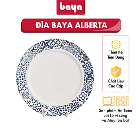 Mua Đĩa Sứ Tráng Men Họa Tiết Retro BAYA ALBERTA Chất Liệu Sứ Trắng Men Bóng Cao Cấp  Họa Tiết Gạch Bông Màu Xanh Hiện Đại  Độc Đáo