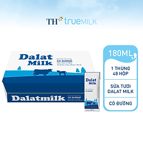 Thùng 48 hộp sữa tươi tiệt trùng có đường Dalatmilk 180ml 180ml x 48