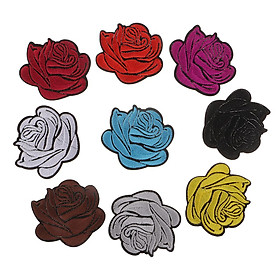 9pcs Mixed Rose Patches DIY Embroidered Craft Iron on Sew On Jeans Appliques