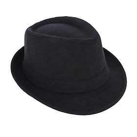 Classic Manhattan Structured Gangster Trilby Fabric Fedora Hat Black