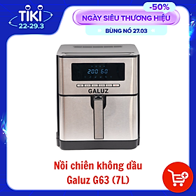 Mua Nồi chiên không dầu Galuz G63  công suất 1700W  dung tích 7L  bảng điều khiển điện tử kết hợp nút điều chỉnh tăng giảm  giỏ chiên phủ chống dính tháo rời linh hoạt  hàng chính hãng