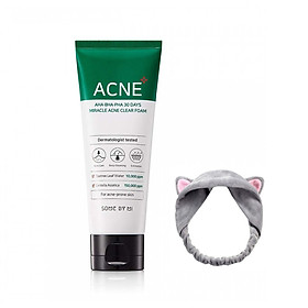Sữa Rửa Mặt Làm Giảm Mụn và Ngăn Ngừa Mụn Some By Mi AHA-BHA-PHA 30 Days Miracel Acne Clear Foam 100ml + Tặng kèm 1 Băng Đô Tai Mèo Xinh Xắn ( Màu Ngẫu Nhiên)