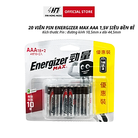Vỉ 20 Viên Pin Energizer max AA, AAA 1,5V Siêu tiết kiệm - Hàng chính hãng