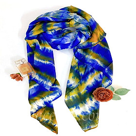 Khăn Lụa Tơ Tằm Palacesilk màu xanh loang#mềm mượt#nhẹ#thoáng, 100% silk, kích thước 180*85cm
