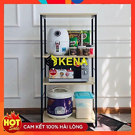 Mua Kệ Để Lò Vi Sóng Lò Nướng Nồi Cơm Điện 4 Tầng KENA KN 174 Mặt Gỗ Kết Hợp Khung Sắt Cao Cấp