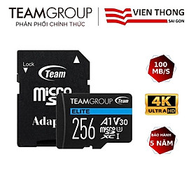 Thẻ nhớ microSDXC TEAM Group Elite V30 A1 class10 lên đến 100MB/s Kèm Adapter - Hàng Chính Hãng