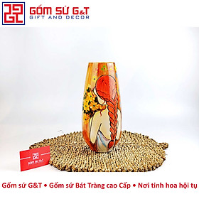 Mua Lọ hoa dáng bom miệng rộng cô gái bên hoa cúc Gốm Sứ G&T