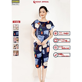 Đồ Bộ Nữ CARDINA Chất Lụa Satin Nhật Cao Cấp Áo Cộc Tay Quần Lửng 2SF09