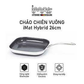Mua  Hàng chính hãng-iMat hybrid  Chảo vuông đa năng 26cm hai tay cầm iMat Hybrid chống dính Ceramic đen