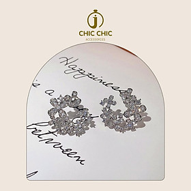 Bông tai Bạc Hình Hoa Đính Đá Lãng Mạng Thời Trang Nữ | Bông tai CHIC CHIC A107