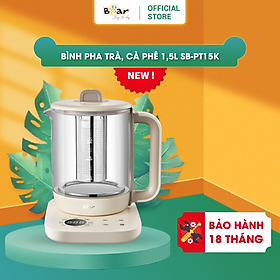 Bình Pha Trà BEAR 1,5L Ấm Thủy Tinh Đun Nước Giữ Nhiệt Hẹn Giờ Có Lưới Lọc Bảo Hành 18 Tháng - SB-PT15K 1000W