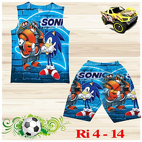 Đồ bộ bé trai, bộ cộc tay cho bé trai hình Sonic size từ 18-36kg chất thun lạnh thái mềm mát