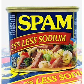 Thịt hộp Spam 25% Less Sodium Ít Mặn Hộp 340g của Mỹ
