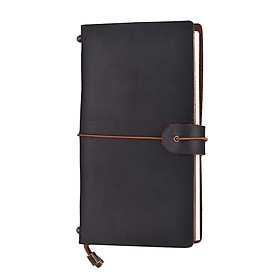 Refillable Leather Journal Travel Notebook Diary Business Notepad Card Holder Lined Blank Grid Paper with Elastic Strap