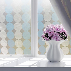 Mua 5M Giấy Dán Kính Họa Tiết vòng tròn xanh không cần keo - khổ 0.45m