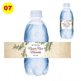 Decal nhãn dán chai nước đám cưới - chai tròn MS 07