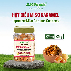 Hạt Điều Tẩm Vị Miso Caramel AKFoods Hũ 225gr - Ăn Vặt Ít Đường, Giòn Bùi Béo Thơm Ngon, Ăn Vặt Lành Mạnh