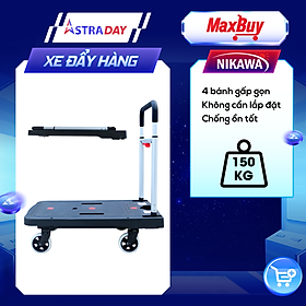 Xe đẩy hàng, xe kéo hàng Nikawa FWS-100F, 4 bánh, tải trọng 100kg, sàn nhựa.